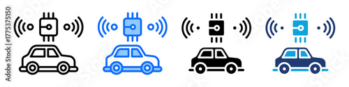 Autonomous Vehicle Icon Set Multi Style Vector Illustration