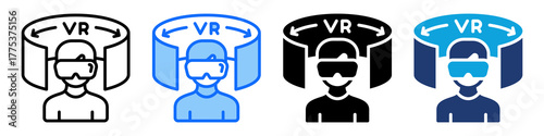 Virtual Reality Icon Set Multi Style Vector Illustration
