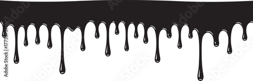 Seamless dripping black liquid border element.