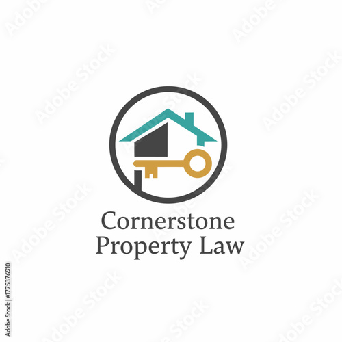 A professional logo featuring a house and key within a circle, symbolizing trust, property ownership, and legal expertise by Cornerstone Property Law.