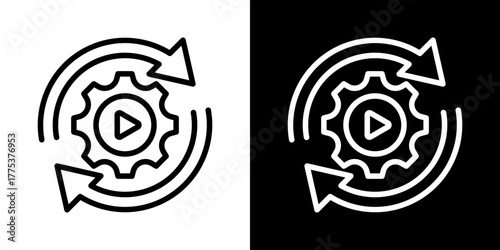 Automated Icon Of Line Black And White Style 