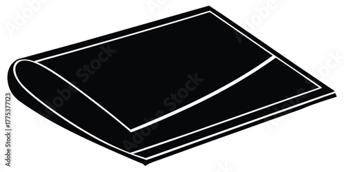 Monochrome vector icon of a folded rectangular mat or sheet. A simple, flat graphic design element for web and print