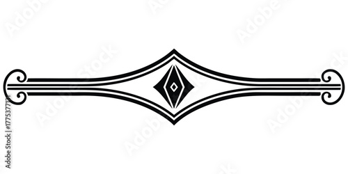 Elegant Vintage Divider with Diamond Shape Center and Swirling End Elements