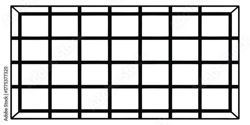 Isometric Grid Flat Black and White Vector Illustration of Intersecting Lines