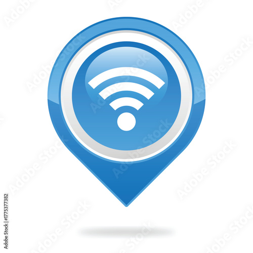 Glossy Gradient Wifi Location Pin Symbol Indicate Network Connection Icon