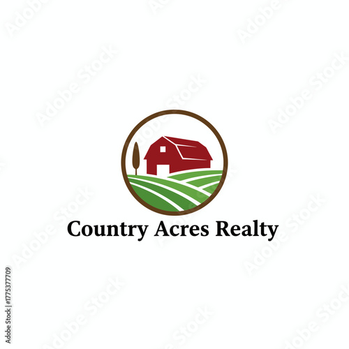 The “Country Acres Realty” logo features a red barn and green fields, symbolizing rural charm, sustainable living, and real estate rooted in nature.