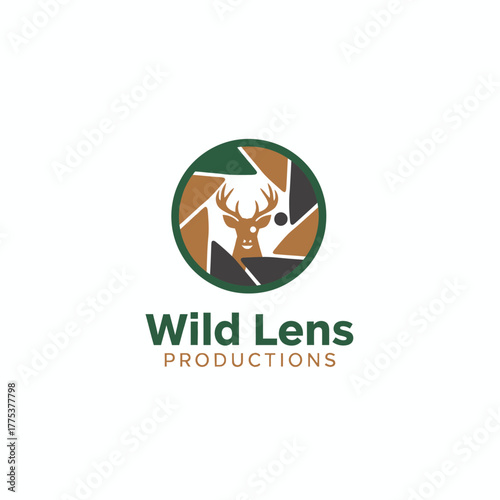 The “Wild Lens Productions” logo combines nature and creativity. The deer silhouette within a camera lens symbolizes wildlife filmmaking and outdoor exploration.