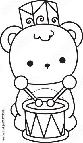 Coloring pages of Illustration of cute bear winter icon. Outline of bear winter 