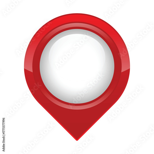 Glossy Detailed Red Location Pointer Isolated on Black Background Illustration