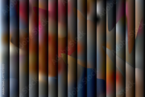 Abstract vertical stripes create depth and shadow effect with soft, blended colorful gradients