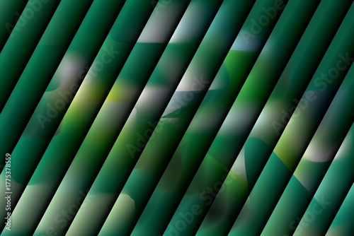 Oblique lines with gradients create a deep green and olive geometric, abstractlike background