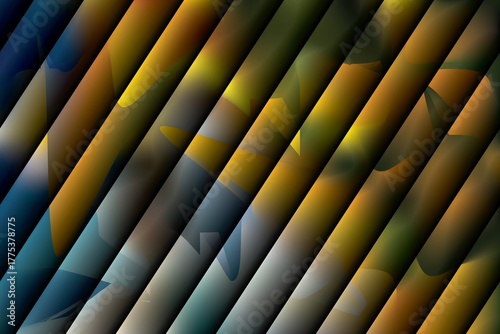 Abstract diagonal bands of blue, yellow, and green create a colorful, dynamic background pattern