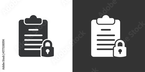 Locked Documents icon. Solid glyph series icon