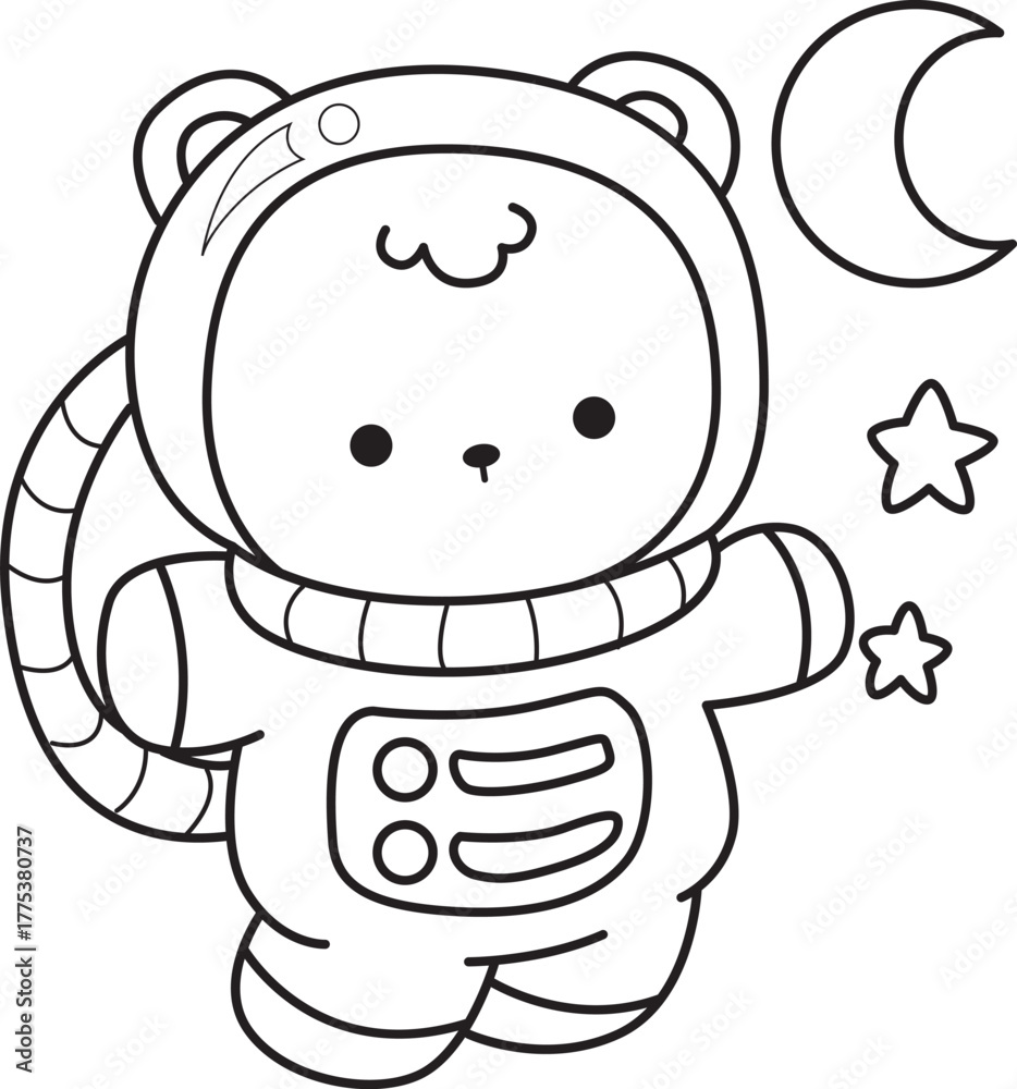 Obraz premium Coloring pages of Illustration of cute bear winter icon. Outline of bear winter 