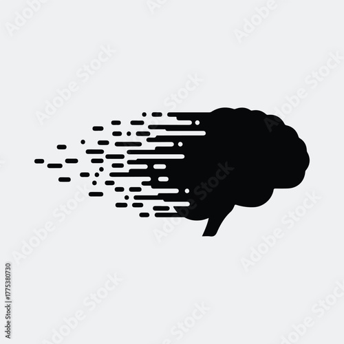 Silhouette brain disintegration concept of memory loss and mind Vector illustration