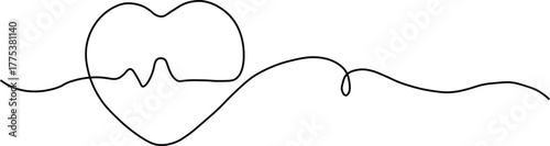 Black heart shape with electrocardiogram line heartbeat