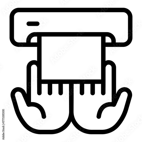 Napkin and hands line icon, hygiene concept. Vector graphics. Clean hands sign on white background, style icon mobile or web design.