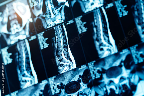 Mri scan reveals spinal protrusion and abnormalities in detail, pinched sciatic nerve in leg buttock