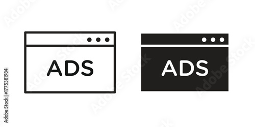 Ad icon set. Outline symbol editable.