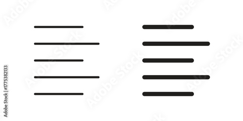 Align left icon set. Outline symbol editable.