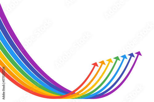 Rainbow Recovery Arrows Curve Upward Business Concept