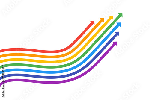 Wavy Rainbow Arrows Progress Upward Growth Concept