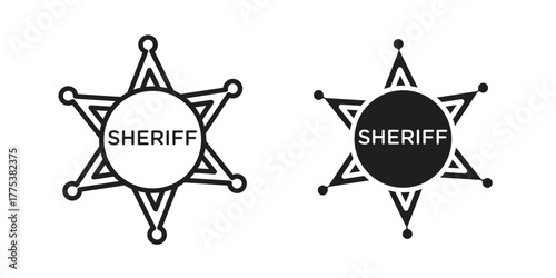 Badge Sheriff icon set. Outline symbol editable.