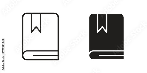 Book bookmark icon set. Outline symbol editable.