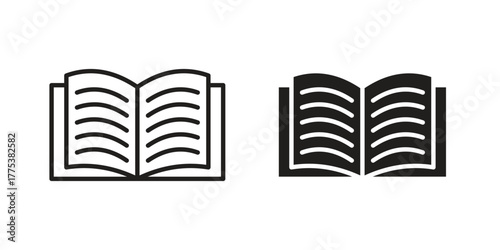 Book icon set. Outline symbol editable.