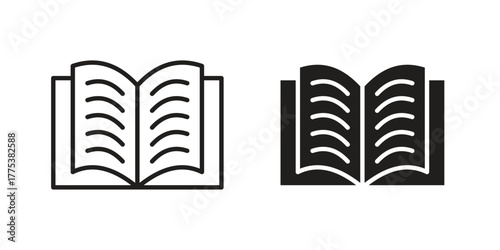 Book open icon set. Outline symbol editable.