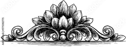 Baroque acanthus leaf pattern with vintage curling motif for decorative design