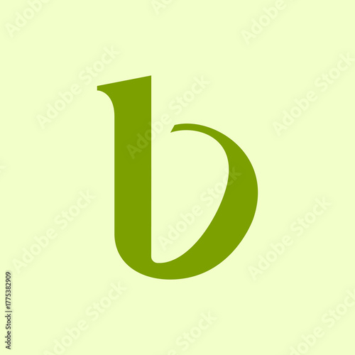 letter B logo design in green color against light green color background.