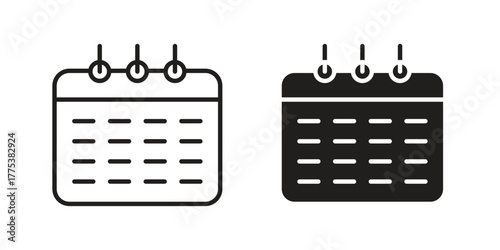 Calendar icon set. Outline symbol editable.