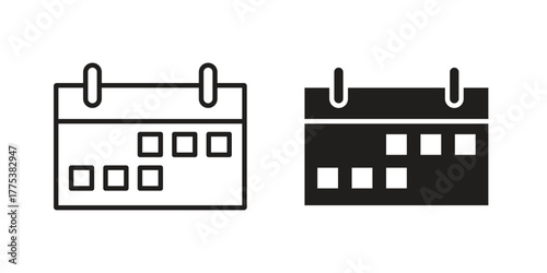 Calendar icon set. Outline symbol editable.