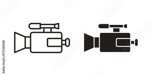 Camcorder icon set. Outline symbol editable.