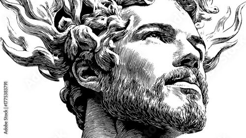 Allegorical man with fiery crown symbolizing divine inspiration