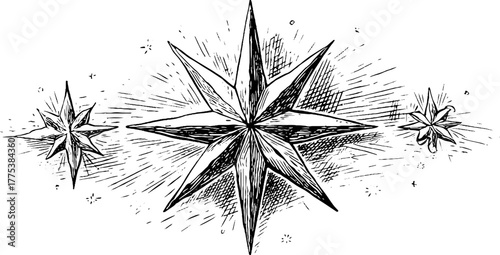 Celestial winter star cluster design for holiday cards and posters