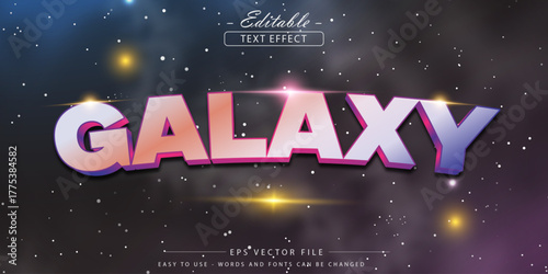 Galaxy Bold 3 D Text Effect Over Cosmic Space Background With Stars And Lights