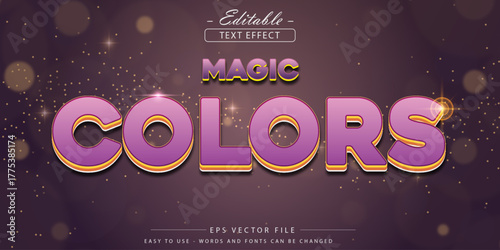 Magic Colors: Editable 3 D Text Effect Vector File With Sparkling Purple Hue