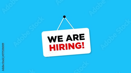 Business recruitment concept. We Are Hiring text on White board. We are hiring, open vacancy. Hiring and recruiting banner concept.