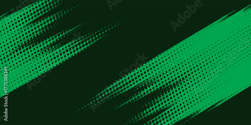Dark green gradient grunge texture background with Halftone green dots pattern. vector illustration