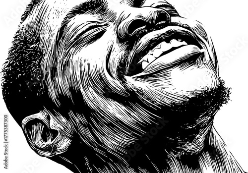 Hopeful smile engraving: light and emotion captured in vintage style