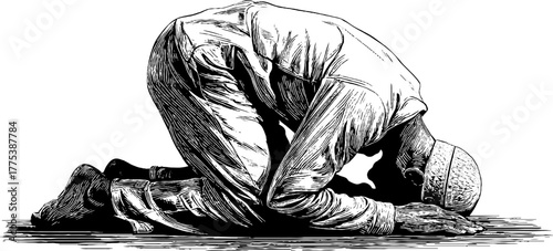 Expressive human silhouette in gratitude pose for design, print, card, poster