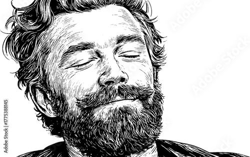 Peaceful emotion silhouette portrait for vintage design