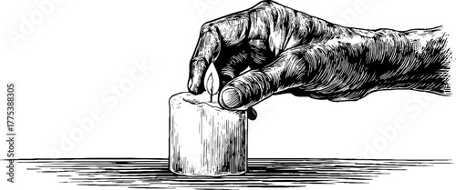 Symbolic candle lighting engraving representing illumination and mindfulness