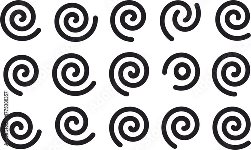Black and white spiral pattern geometric shapes graphic abstract concept