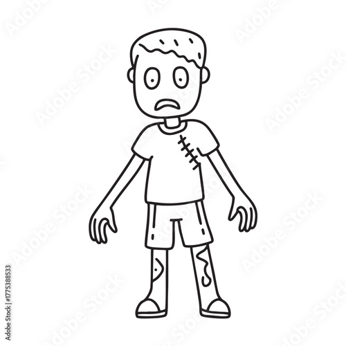 A zombie figurine leaning sideways with chipped limbs