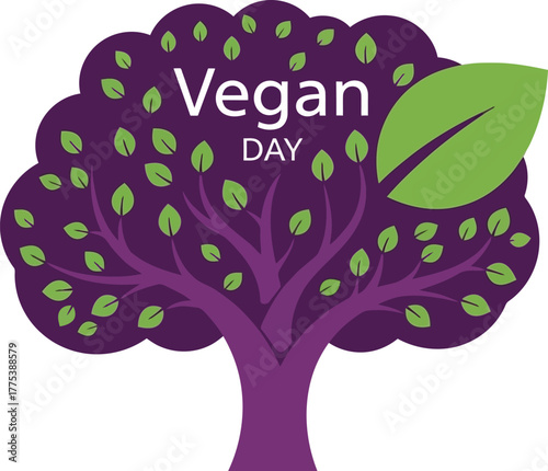 Vegan day with a tree and leaf
