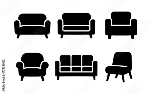Collection of chair and sofa silhouettes for modern home decor design