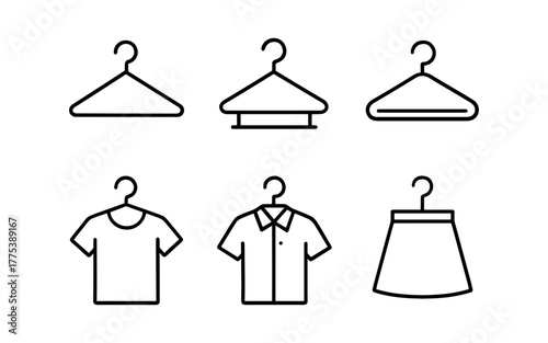Minimalist clothing hanger icons for fashion and retail design
